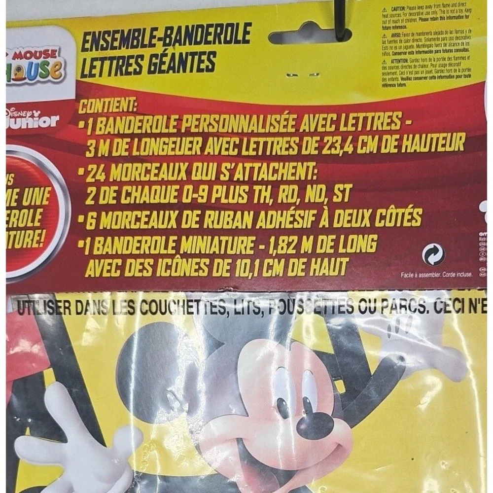 Disney Junior Mickey Mouse Jumbo Letter Banner Kit 10 Ft Yellow Birthday Decor‎